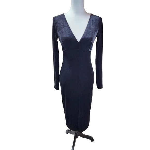 Betsey Johnson Dresses & Skirts - Betsey Johnson Velvet Cocktail Dress Long Sleeve With Center Slit Size 2